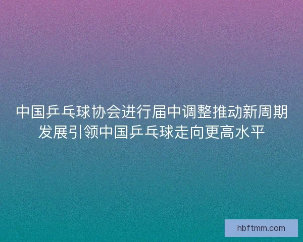 中国乒乓球协会进行届中调整推动新周期发展引领中国乒乓球走向更高水平
