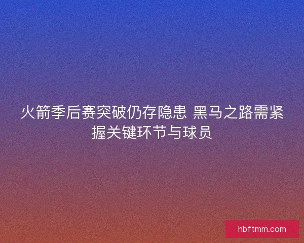 火箭季后赛突破仍存隐患 黑马之路需紧握关键环节与球员